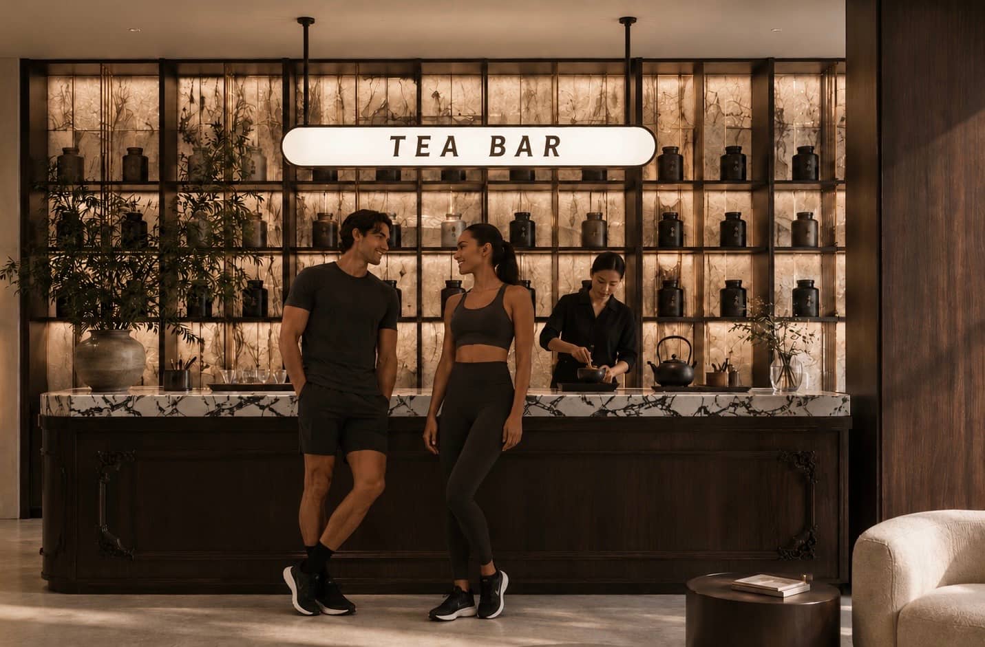The tea bar at Bare Wellness on Saadiyat Island