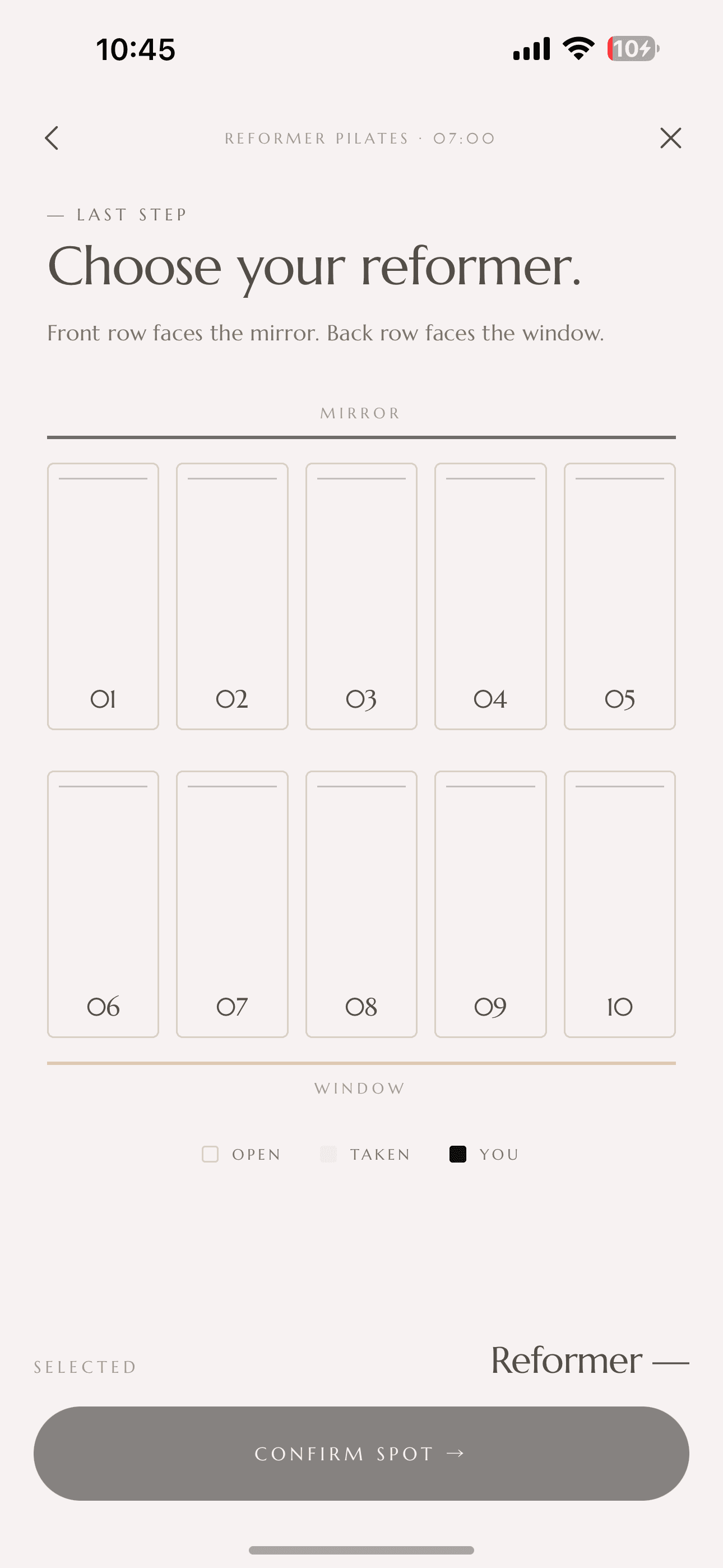 Bare app, choose your reformer